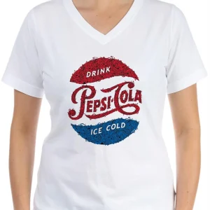Factory Wholesale Pepsi Logo Doodle Women’s V Neck T-shirt Womens Cotton V Neck T-shirt Made In Bangladesh