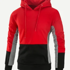 Men Cut And Sew Panel Hooded Sweatshirt