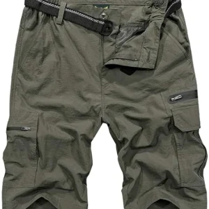 Mens Outdoor Casual Expandable Waist Lightweight Water Resistant Quick Dry Fishing Hiking Shorts
