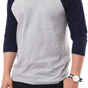 Wholesale Manufacturer Men’s Cotton 3 4 Length Sleeve Raglan Baseball T-shirt Made In Bangladesh