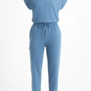 Women Stretch Scrub Top & Jogger Pants Mandarin Collar Anti Wrinkle Scrub Suit Medical Uniform