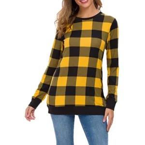 Women′s Personalised Monogrammed Buffalo Plaid Long Sleeve Shirt Knitted Long Sweater